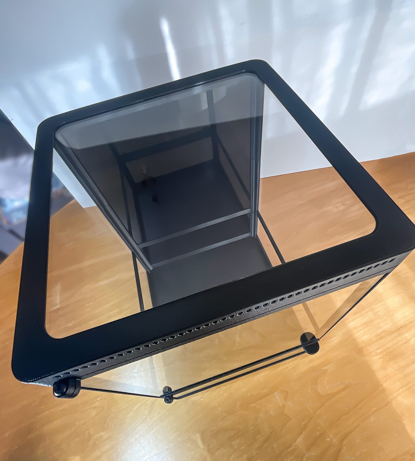 Geräumiges, handgefertigtes Terrarium mit schwarzer Rückwand – ideal für tropische Pflanzen und stilvolle Pflanzendisplays.